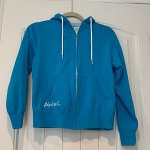 Rip Curl Logo Full-Zip Hoodie with Draw Cord, Size Small, Blue